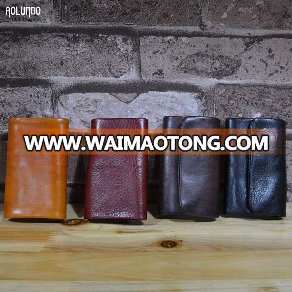 new design hot sell vegetable tanned leather key case genuine leather key wallet